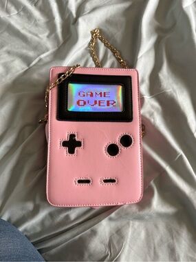 Pink Game Console Crossbody Bag with Holographic Screen